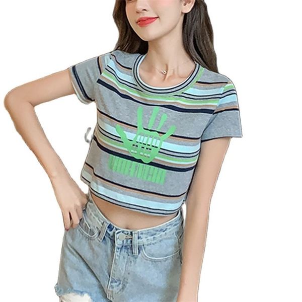 all-match cotton stripe printing youth sweet short round neck t-shirt women summer fashion women's clothing 210520, White
all-match cotton stripe printing youth sweet short round neck t-shirt women summer fashion women's clothing 210520, White