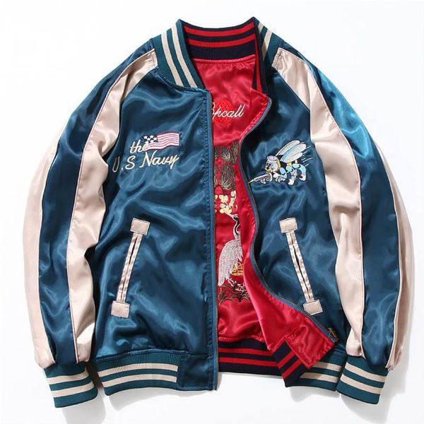 two sides luxury embroidery jacket smooth men sukajan yokosuka souvenir spring and autumn thin baseball loose coats men's jackets, Black;brown
two sides luxury embroidery jacket smooth men sukajan yokosuka souvenir spring and autumn thin baseball loose coats men's jackets, Black;brown