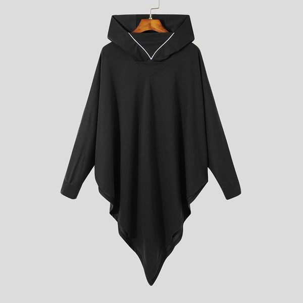men's hoodies & sweatshirts incerun 2021 fashion cape hoodie outer fashionable long sleeves solid color hoody loose comeforable s-5xl, Black
men's hoodies & sweatshirts incerun 2021 fashion cape hoodie outer fashionable long sleeves solid color hoody loose comeforable s-5xl, Black