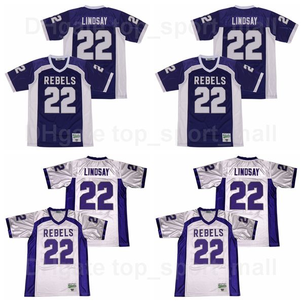 high school south rebels 22 phillip lindsay football jersey men team purple away white color all stitched sport breathable pure cotton quali, Black 
high school south rebels 22 phillip lindsay football jersey men team purple away white color all stitched sport breathable pure cotton quali, Black