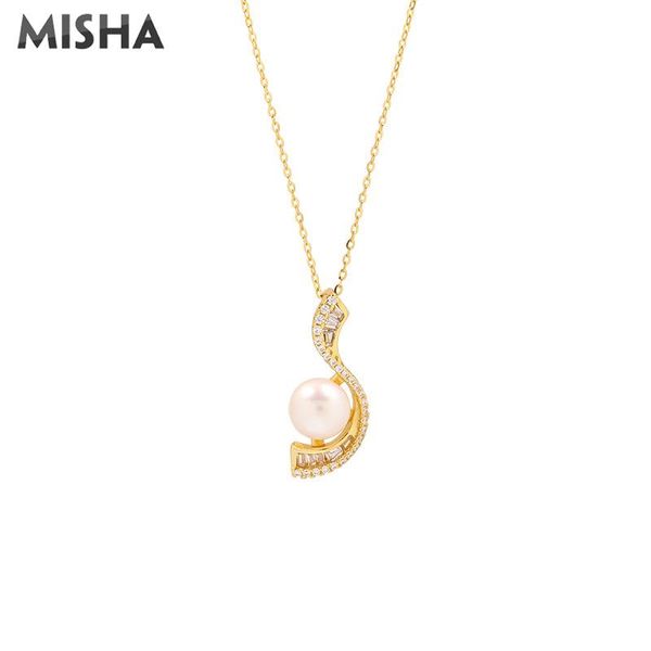 chains misha pearl necklace for women fashion design zircon natural pendants wedding birthday gifts, Silver
chains misha pearl necklace for women fashion design zircon natural pendants wedding birthday gifts, Silver