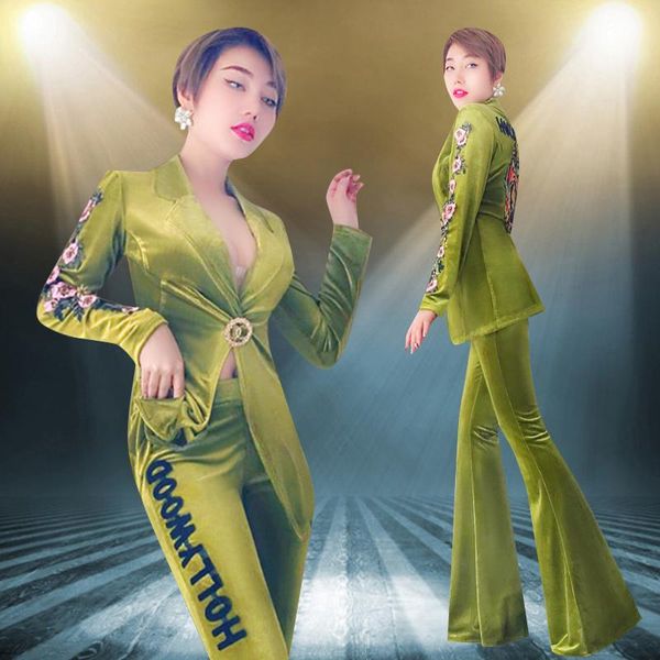 women's suits & blazers awesome nightclub pant women stage clubwear embroidery green velvet singer host dj costume outfits, White;black
women's suits & blazers awesome nightclub pant women stage clubwear embroidery green velvet singer host dj costume outfits, White;black