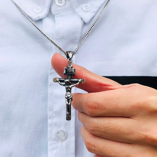 classic catholic cross pendant necklaces for men, anti allergy stainless steel christ prayer jewelry,with 24" chain, Silver
classic catholic cross pendant necklaces for men, anti allergy stainless steel christ prayer jewelry,with 24" chain, Silver