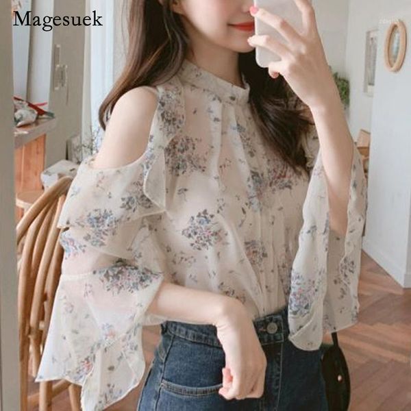 women's blouses & shirts summer print elegant loose ruffle chiffon blouse off shoulder women office lady 2021 fashion blusas mujer de, White
women's blouses & shirts summer print elegant loose ruffle chiffon blouse off shoulder women office lady 2021 fashion blusas mujer de, White