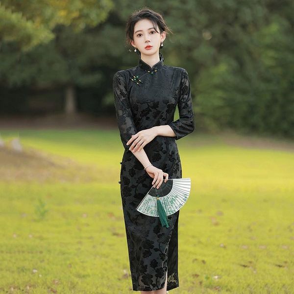ethnic clothing velour flower qipao women sheath chinese traditional dress gown mandarin collar large size 3xl cheongsam high split vestidos, Red
ethnic clothing velour flower qipao women sheath chinese traditional dress gown mandarin collar large size 3xl cheongsam high split vestidos, Red