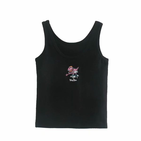 women solid dinosaur embroidery sleeveless o-neck basic style vest female fashion casual soft clothes 210517, White
women solid dinosaur embroidery sleeveless o-neck basic style vest female fashion casual soft clothes 210517, White