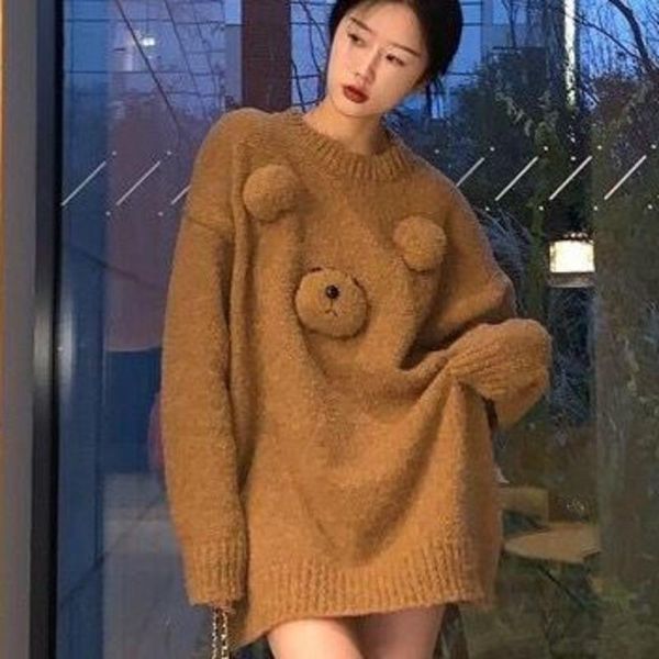 women's sweaters knitted pullover sweater lovely sweet stereoscopic bear female solid loose jumper o neck warm autumn winter, White;black
women's sweaters knitted pullover sweater lovely sweet stereoscopic bear female solid loose jumper o neck warm autumn winter, White;black