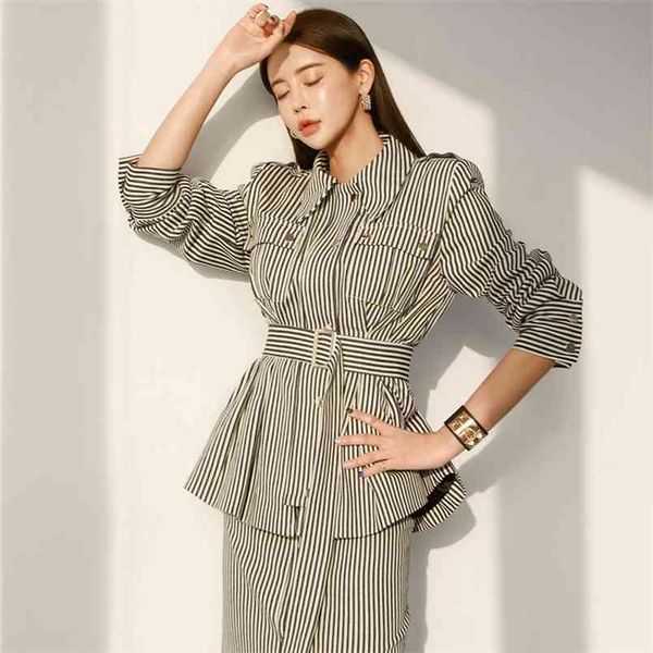 autumn korean ol striped 2 piece sets womens outfits blazer with belt + waist skirt ladies two 210514, White
autumn korean ol striped 2 piece sets womens outfits blazer with belt + waist skirt ladies two 210514, White