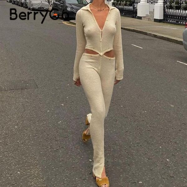women's two piece pants berrygo skinny knitted jumpsuit women long sleeve single breasted crop and pant rompers high street lady se, White
women's two piece pants berrygo skinny knitted jumpsuit women long sleeve single breasted crop and pant rompers high street lady se, White