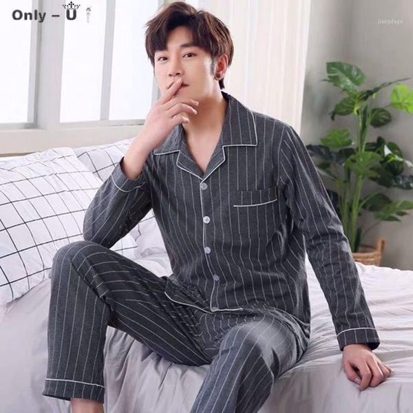 men's sleepwear 2021 autumn winter long sleeve casual striped pajama sets for men korean suit pyjama male homewear lounge home clothes, Black;brown
men's sleepwear 2021 autumn winter long sleeve casual striped pajama sets for men korean suit pyjama male homewear lounge home clothes, Black;brown