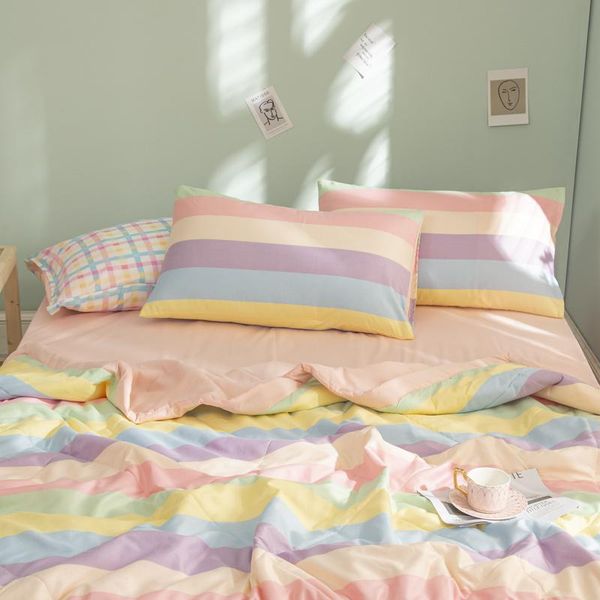 comforters & sets colorful plaid style summer quilt skin-friendly breathable air-conditioning sofa bed throw blanket birthday gift
comforters & sets colorful plaid style summer quilt skin-friendly breathable air-conditioning sofa bed throw blanket birthday gift