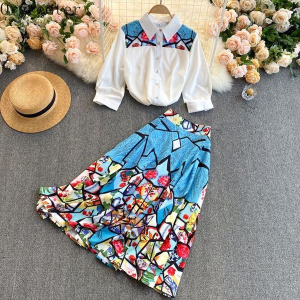 runway design print 2 womens tracksuits piece sets spring fashion temperament shirt female high waist slim pop skirt set, Gray
runway design print 2 womens tracksuits piece sets spring fashion temperament shirt female high waist slim pop skirt set, Gray