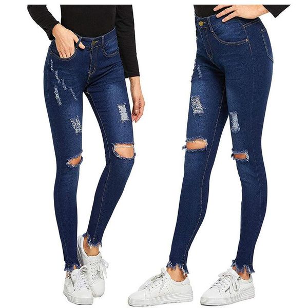 women's jeans stretch ripped distressed skinny high waist denim pants shredded trousers casual jeggings ladies spring wear, Blue
women's jeans stretch ripped distressed skinny high waist denim pants shredded trousers casual jeggings ladies spring wear, Blue