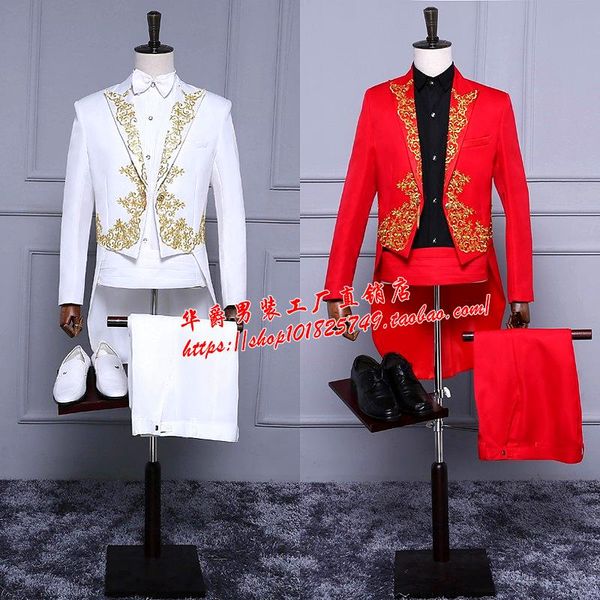 men's suits & blazers s-3xl 2021 fashion clothing red black and white gold embroidered tuxedo set formal dress plus size singer costume, White;black
men's suits & blazers s-3xl 2021 fashion clothing red black and white gold embroidered tuxedo set formal dress plus size singer costume, White;black