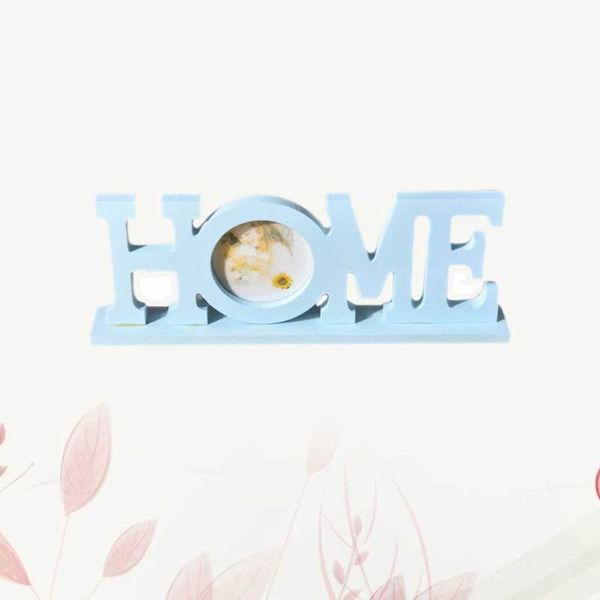 letter po frame wooden unit deskcreative background sky-blue frames