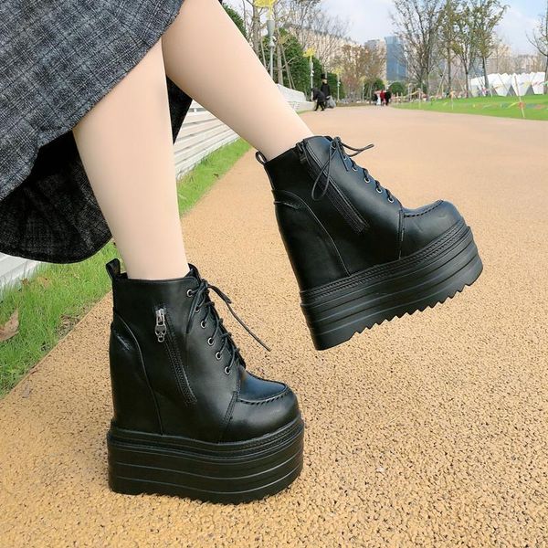 women's autumn lace shoes, 14cm high heeled boots, wedges, boots, Black
women's autumn lace shoes, 14cm high heeled boots, wedges, boots, Black