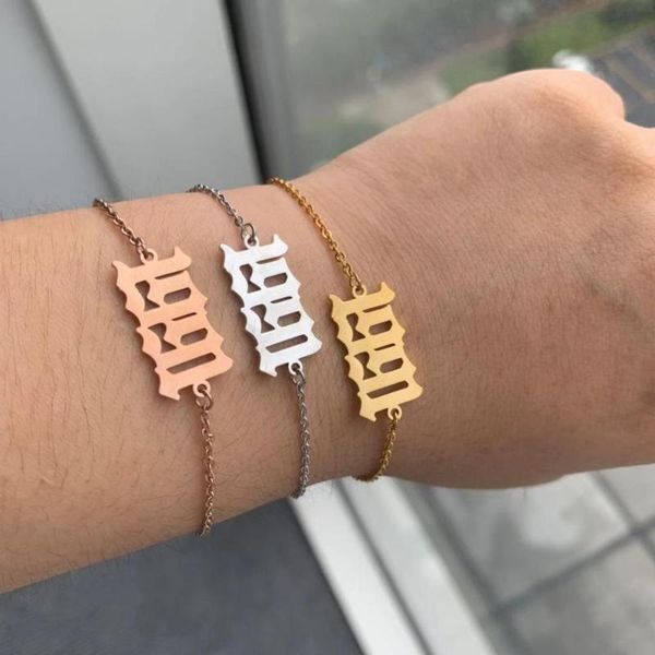 link, chain fashion old english number bracelets for women 1991 1992 1993 1994 1995 1996 1997 1998 1999 custom stainless steel bracelet, Black
link, chain fashion old english number bracelets for women 1991 1992 1993 1994 1995 1996 1997 1998 1999 custom stainless steel bracelet, Black