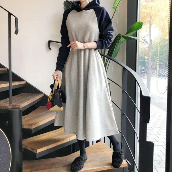 casual dresses women dress winter hoodie, Black;gray 
casual dresses women dress winter hoodie, Black;gray