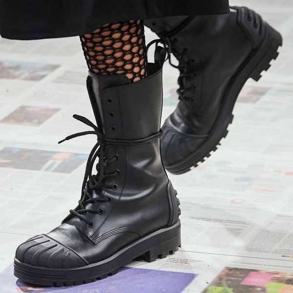 boots western fashion bandage lace up low chunky heels woman runway cow leather round toe motorcycle, Black
boots western fashion bandage lace up low chunky heels woman runway cow leather round toe motorcycle, Black