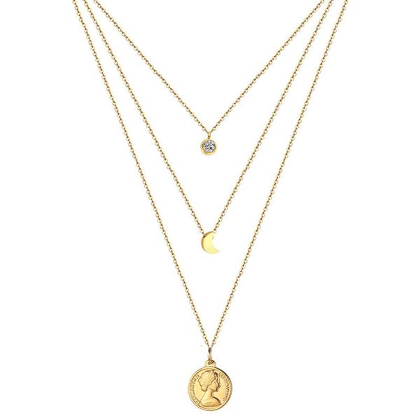 pendant necklaces stainless steel crystal coin pendants necklace multi layer design moon beauty head choker jewelry, Silver
pendant necklaces stainless steel crystal coin pendants necklace multi layer design moon beauty head choker jewelry, Silver