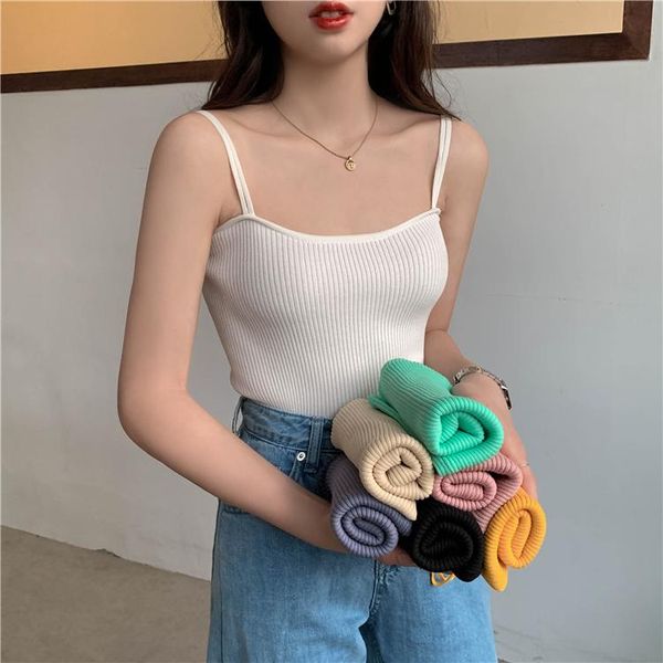 women's tanks & camis summer autumn bottoming undershirts solid color casual sling tank knitting elasticity fashion vest crop top, White
women's tanks & camis summer autumn bottoming undershirts solid color casual sling tank knitting elasticity fashion vest crop top, White