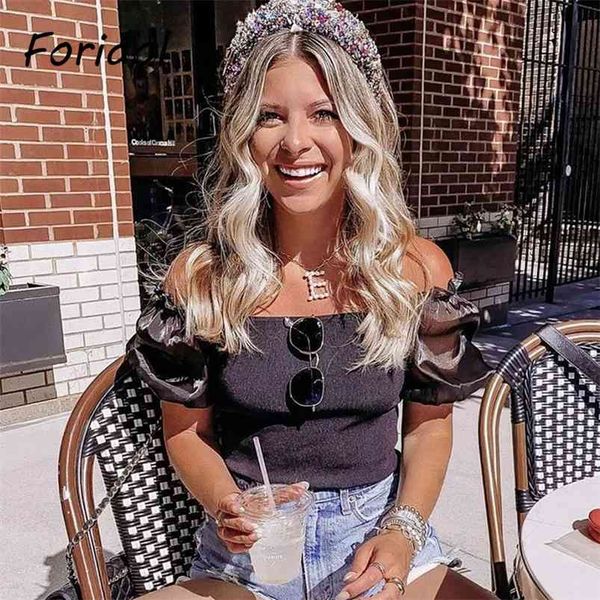 knitted tulle sleeve blouse women clothing black high fashion crop puff white tube summer 210427
knitted tulle sleeve blouse women clothing black high fashion crop puff white tube summer 210427