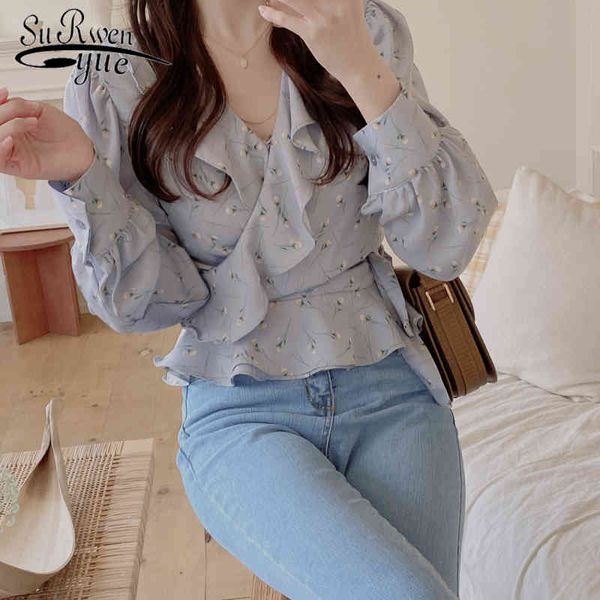 blusa mujer vintage floral v-neck flare sleeve chiffon blouse elegant ruffles belt slim waist female shirts women 8778 50 210427, White
blusa mujer vintage floral v-neck flare sleeve chiffon blouse elegant ruffles belt slim waist female shirts women 8778 50 210427, White