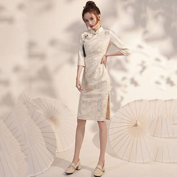 casual dresses summer traditional chinese cheongsam dress women three-quarter sleeve qipao bodycon short mid-length vintage fashion, Black;gray
casual dresses summer traditional chinese cheongsam dress women three-quarter sleeve qipao bodycon short mid-length vintage fashion, Black;gray