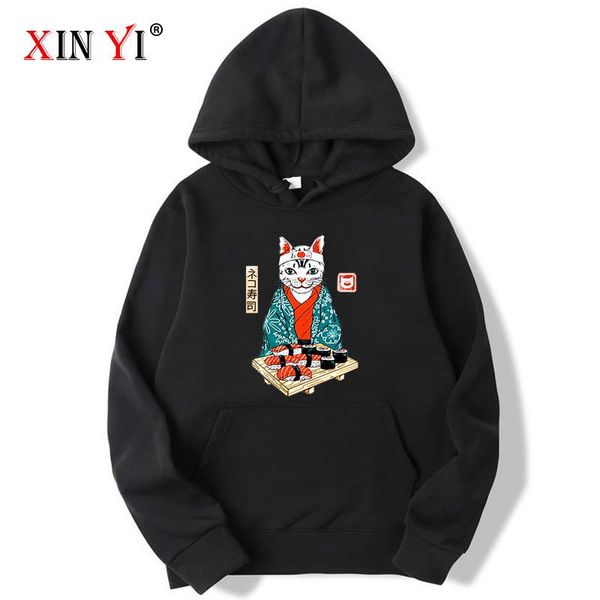 men's hoodies & sweatshirts xin yi fashion brand funny cool sushi cat printing blended cotton spring autumn male hip hop, Black
men's hoodies & sweatshirts xin yi fashion brand funny cool sushi cat printing blended cotton spring autumn male hip hop, Black