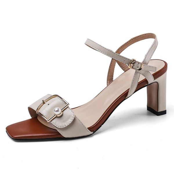 summer sandals women shoes genuine leather block high heels real cow buckle open toe ladies 42, Black
summer sandals women shoes genuine leather block high heels real cow buckle open toe ladies 42, Black