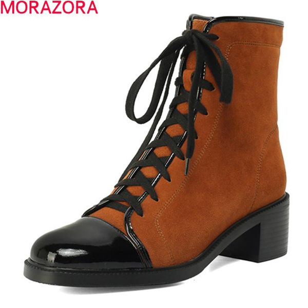 boots morazora 2021 arrival women thick heels square toe autumn winter ankle genuine leather for woman, Black
boots morazora 2021 arrival women thick heels square toe autumn winter ankle genuine leather for woman, Black