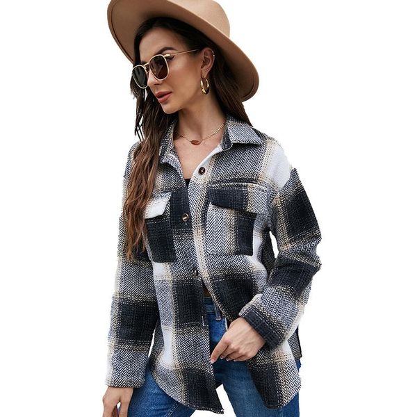 women's jackets shirt women autumn and winter 2021 single-breasted plaid cardigan stitching long-sleeved casual ladies jacket, Black;brown
women's jackets shirt women autumn and winter 2021 single-breasted plaid cardigan stitching long-sleeved casual ladies jacket, Black;brown