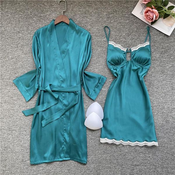 wedding robe set women kimono bathrobe gown sleepwear peacock blue lace nightgown 2pcs nightwear loose satin home clothes women's, Black;red
wedding robe set women kimono bathrobe gown sleepwear peacock blue lace nightgown 2pcs nightwear loose satin home clothes women's, Black;red