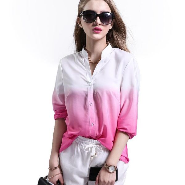women's blouses & shirts 2021 button-style deep v-collar printed gradient pink white office lady long sleeve women
women's blouses & shirts 2021 button-style deep v-collar printed gradient pink white office lady long sleeve women