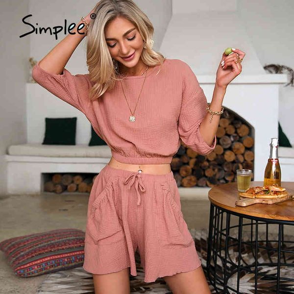 pockets elastic waist lace up woman suits round neck button decoration summer sets pure color loose slim suit 210414, White
pockets elastic waist lace up woman suits round neck button decoration summer sets pure color loose slim suit 210414, White