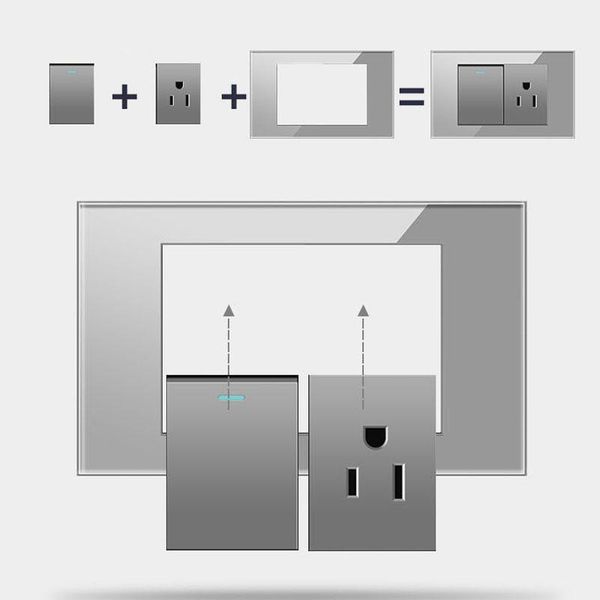 smart home control gray glass panel wall light push button switch american socket 110v us standard outlet with usb
smart home control gray glass panel wall light push button switch american socket 110v us standard outlet with usb