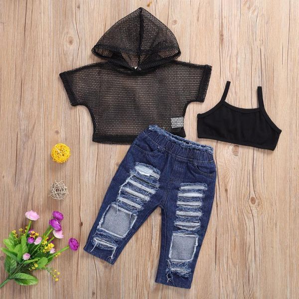 clothing sets 1-6y fashion kids girls clothes 3pcs mesh short sleeve t shirts+solid vest+blue hole denim pants, White
clothing sets 1-6y fashion kids girls clothes 3pcs mesh short sleeve t shirts+solid vest+blue hole denim pants, White