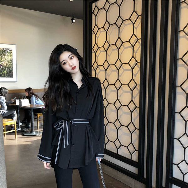 spring loose slim lace-up waist shirt full turn down collar single-breasted women 210615, White
spring loose slim lace-up waist shirt full turn down collar single-breasted women 210615, White