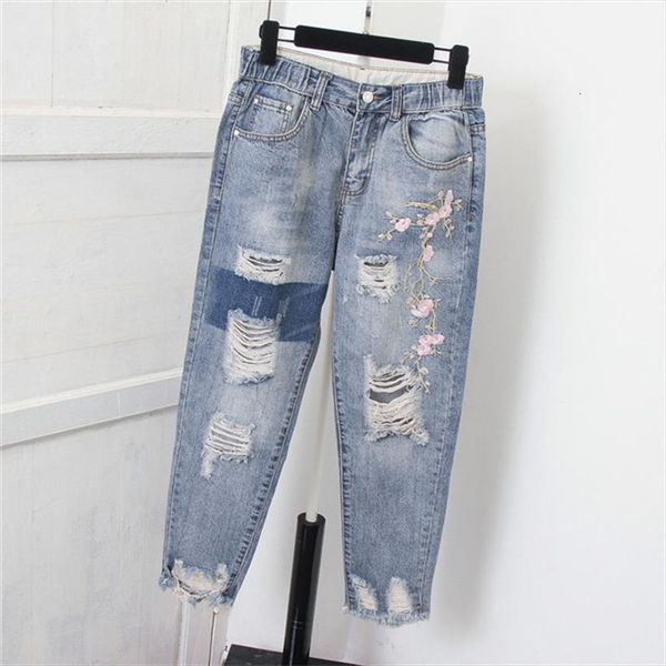 5xl ripped embroidery hole womens jean high waist femme denim harem pants casual streetwear plus size mom q1382, Blue
5xl ripped embroidery hole womens jean high waist femme denim harem pants casual streetwear plus size mom q1382, Blue