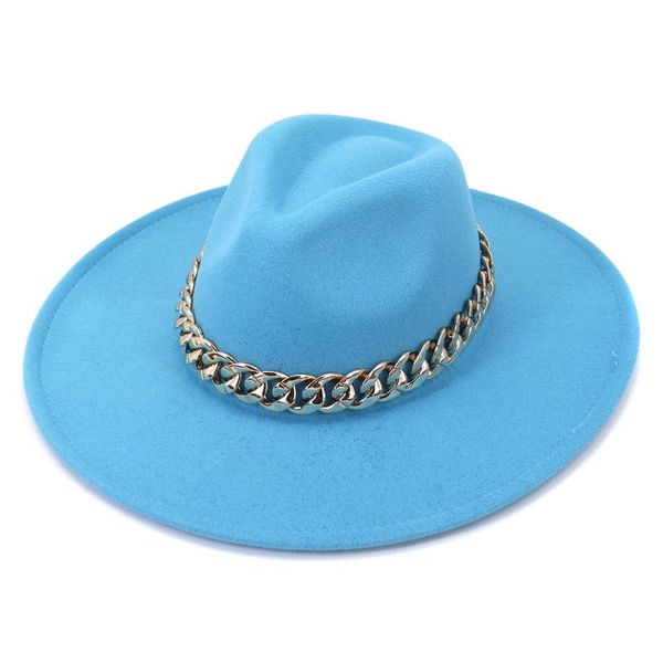 stingy brim hats 9.5cm large women solid color peach heart fashion wool felt fedora with silver chain panama jazz party wedding hat, Blue;gray
stingy brim hats 9.5cm large women solid color peach heart fashion wool felt fedora with silver chain panama jazz party wedding hat, Blue;gray