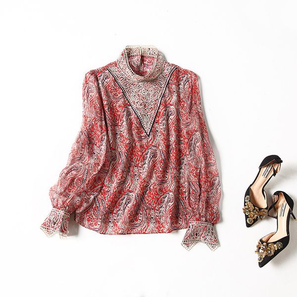 women's blouses & shirts spring long sleeve pullover stand collar red / blue paisley print silk panelled soie blouse elegant casual shi, White
women's blouses & shirts spring long sleeve pullover stand collar red / blue paisley print silk panelled soie blouse elegant casual shi, White