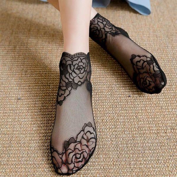 socks & hosiery 5 pairs/set lace ankle for women cotton bottom nylon beautiful rose pattern transparent design black white short type
socks & hosiery 5 pairs/set lace ankle for women cotton bottom nylon beautiful rose pattern transparent design black white short type