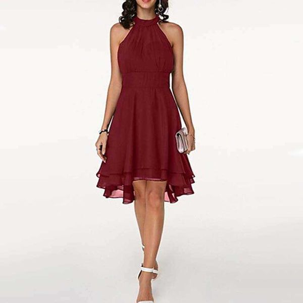 2020 summer new solid irregular cut a-line skirt double ruffle sleeveless chiffon dress, White
2020 summer new solid irregular cut a-line skirt double ruffle sleeveless chiffon dress, White