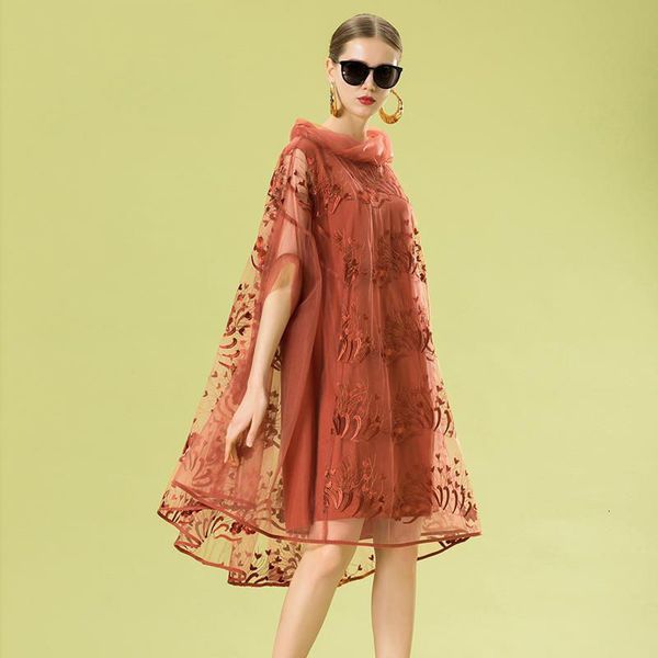 summer dresses 2021 europeanstyle big cape-style bat mesh embroidered hollow shawl mid-length swing dress, Black;gray
summer dresses 2021 europeanstyle big cape-style bat mesh embroidered hollow shawl mid-length swing dress, Black;gray