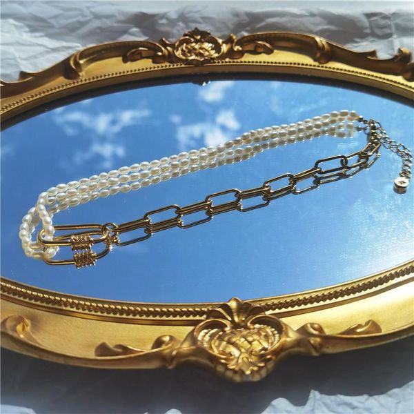 chokers freshwater pearl with gold chain light luxury pin clavicle fashion trend necklace female, Golden;silver
chokers freshwater pearl with gold chain light luxury pin clavicle fashion trend necklace female, Golden;silver