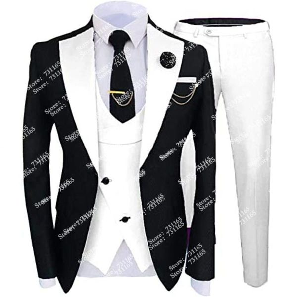 men's suits & blazers groomsman spring formal men custom made white notch lapel black jacket+vest+pants slim fit wedding tuxedos 3 pcs, White;black
men's suits & blazers groomsman spring formal men custom made white notch lapel black jacket+vest+pants slim fit wedding tuxedos 3 pcs, White;black