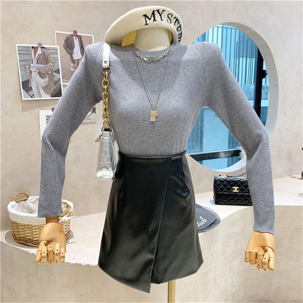 women's sweaters niche design clothing 2021 autumn slim slimming long-sleeved round neck sweater all-match solid color top, White;black
women's sweaters niche design clothing 2021 autumn slim slimming long-sleeved round neck sweater all-match solid color top, White;black