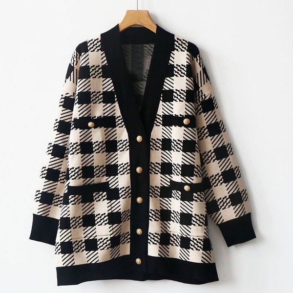 87 2019 autumn sweater pullover long sleeve v neck cardigan plaid brand same style prom fashion luxury womens clothes renjie, White;black
87 2019 autumn sweater pullover long sleeve v neck cardigan plaid brand same style prom fashion luxury womens clothes renjie, White;black