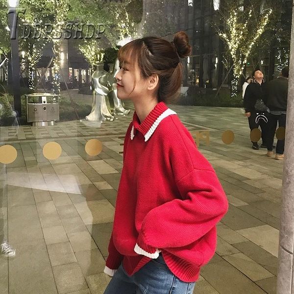women's sweaters 2021 harajuku autumn winter women sweater lapel loose knitting female bottoming, White;black
women's sweaters 2021 harajuku autumn winter women sweater lapel loose knitting female bottoming, White;black
