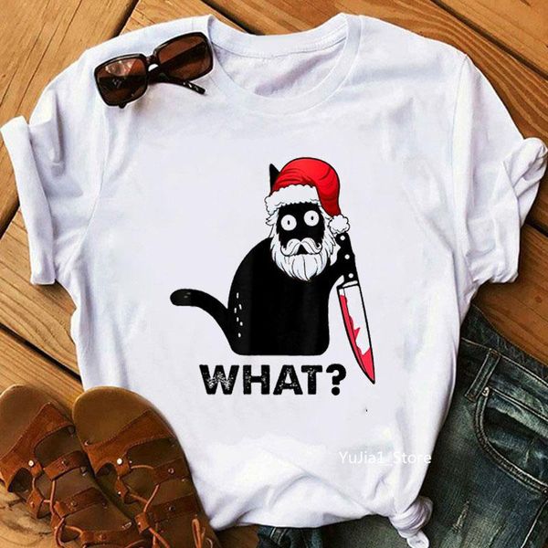 black cat what graphic print tshirts women murderous knife t shirt femme merry christmas gift female t-shirt harajuku women's, White
black cat what graphic print tshirts women murderous knife t shirt femme merry christmas gift female t-shirt harajuku women's, White